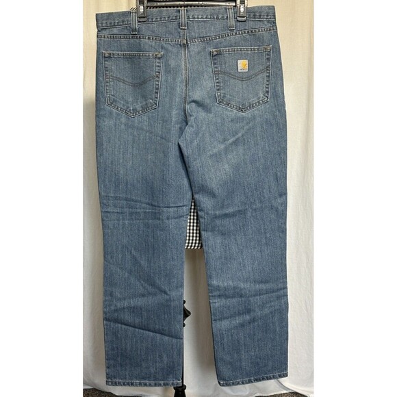 Carhartt BD1483-M Mens Blue Relaxed Fit 5 Pocket Denim Straight Jeans Size 38x32 - Picture 2 of 6